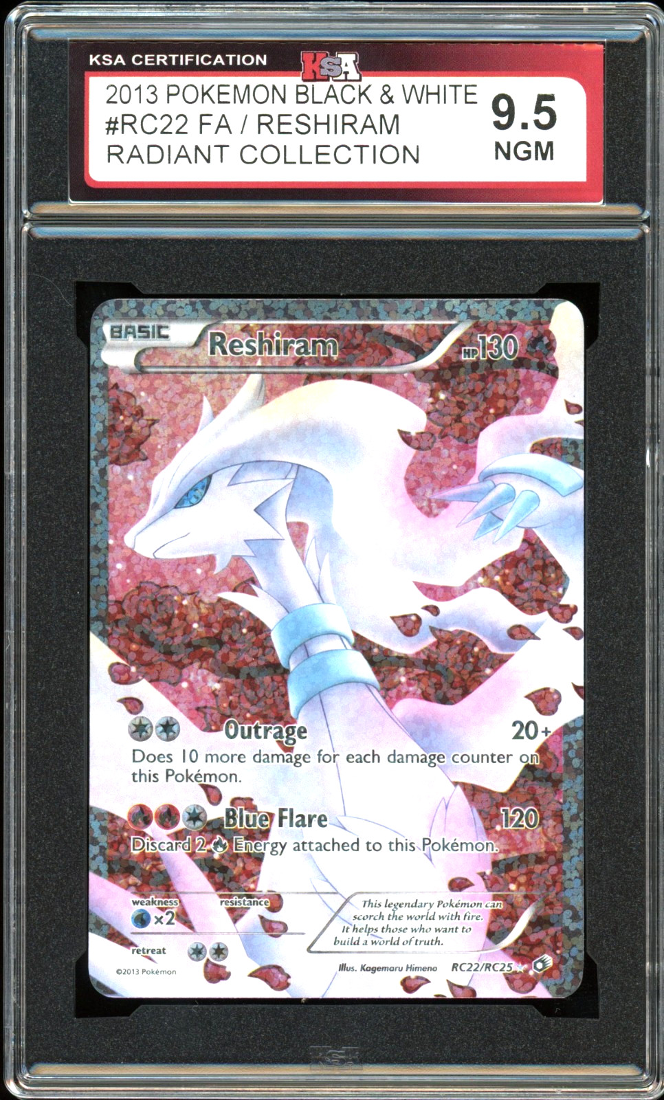 2013 Pokemon Legendary Treasures #RC22 Reshiram FA Radiant Collection KSA 9.5