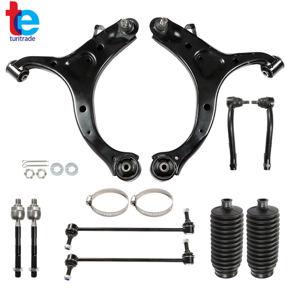 10pc Suspension Kit Front Control Arm Sway Bar Tierod For Hyundai Santa Fe 07-12