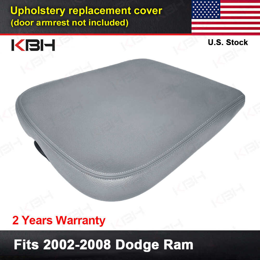 Fits 2002-2008 Dodge Ram 1500 2500 3500 Console Lid Armrest Cover Leather Gray Fits 2002-2008 Dodge Ram 1500 2500 3500 Console Lid Armrest Cover Leather Gray