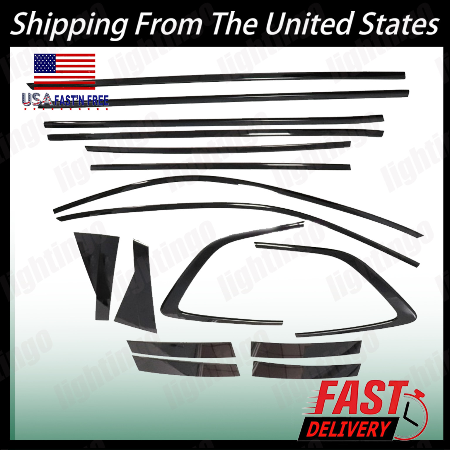 16PCS Car Window Strip Cover Trim Kit Piano Black For Honda CRV CR-V 2023-24 25