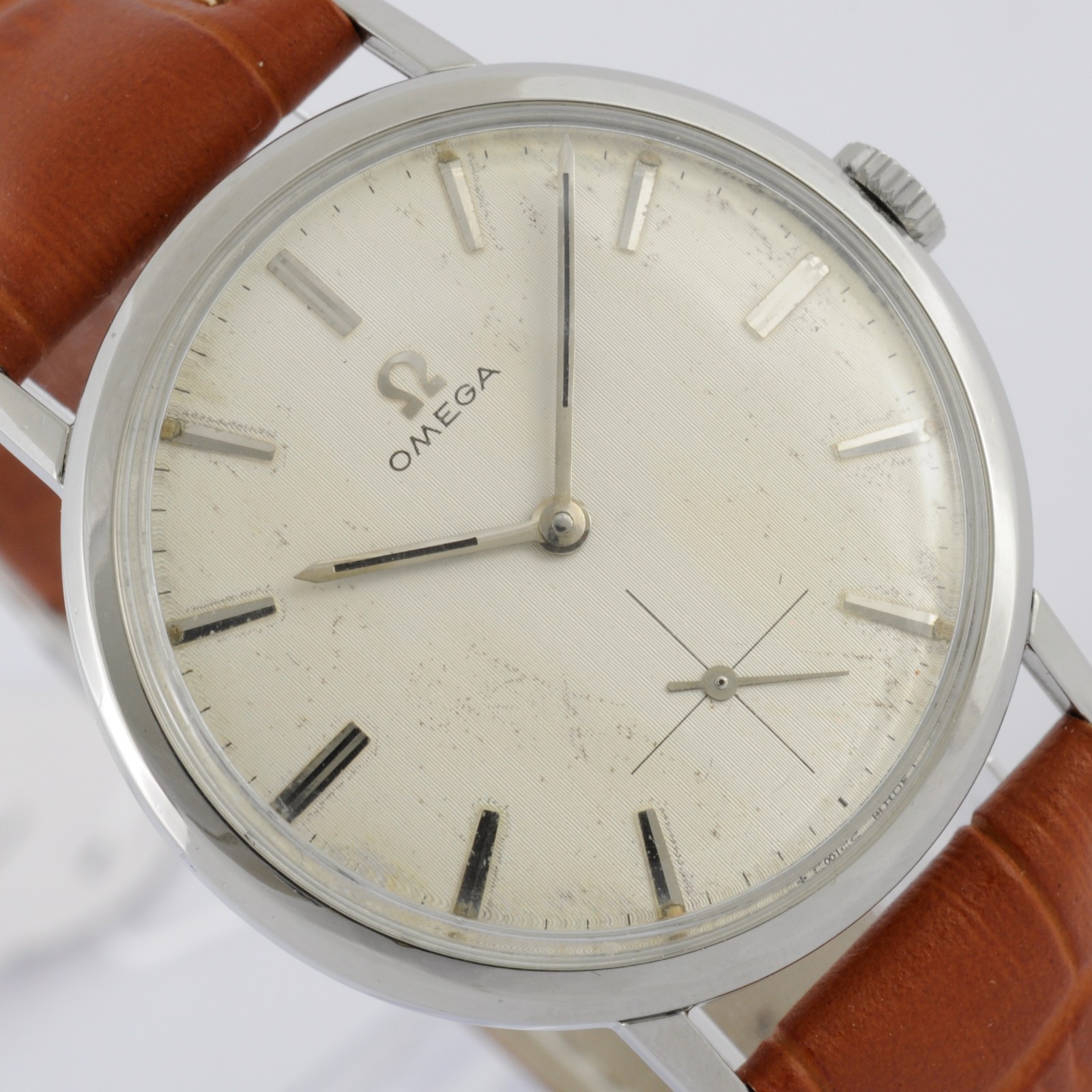 NO TARIFFS 1964\' SWISS OMEGA ORIGINAL TEXTURED DIAL MANUAL WIND STEEL SERVICED