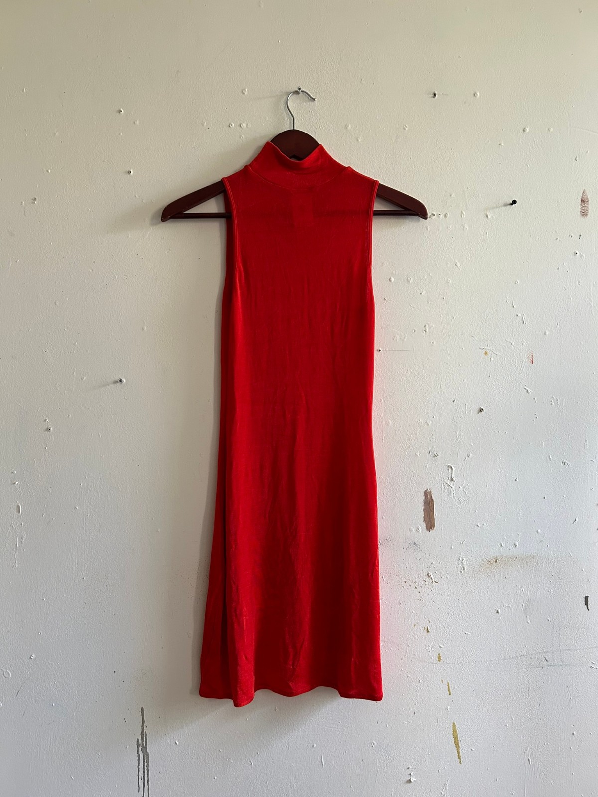 Plein Sud Jeans Red Orange Stretch Acetate Mock Neck Mini Dress France 38
