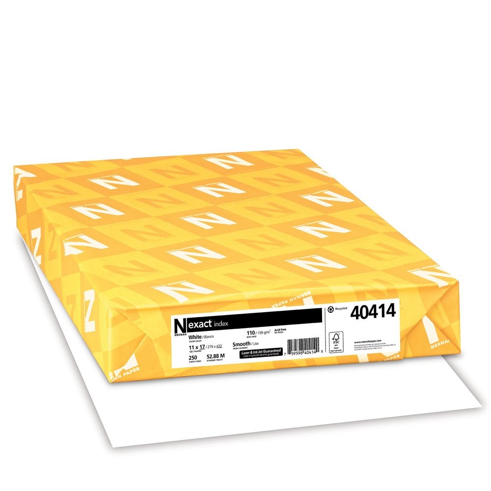 Neenah Paper Exact Index Card Stock, 110lb, 92 Bright, White, 11\ Neenah Paper Exact Index Card Stock, 110lb, 92 Bright, White, 11\