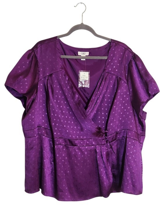Cato Purple Tonal Polka Dot Blouse NWT Size 26/28 Cato Purple Tonal Polka Dot Blouse NWT Size 26/28