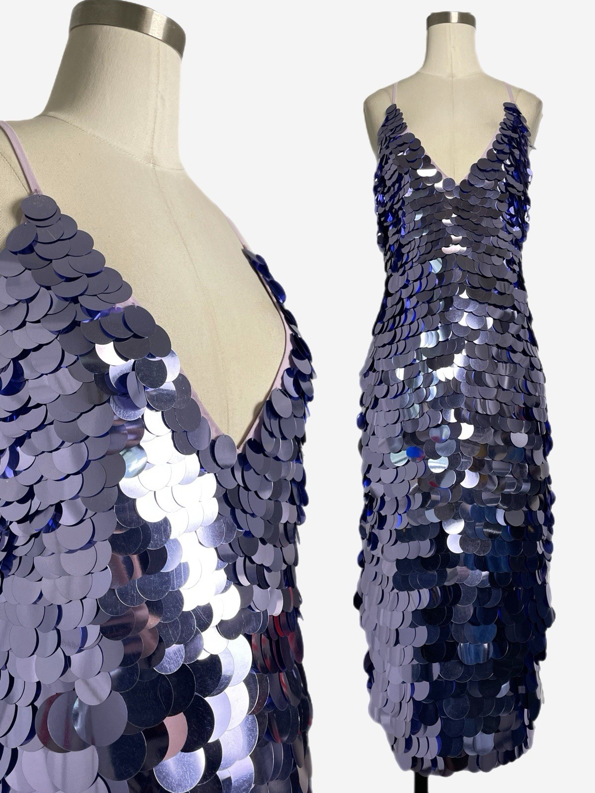 ASOS Design NWT Purple disc sequin v-neck midi dress maximalist bold event S