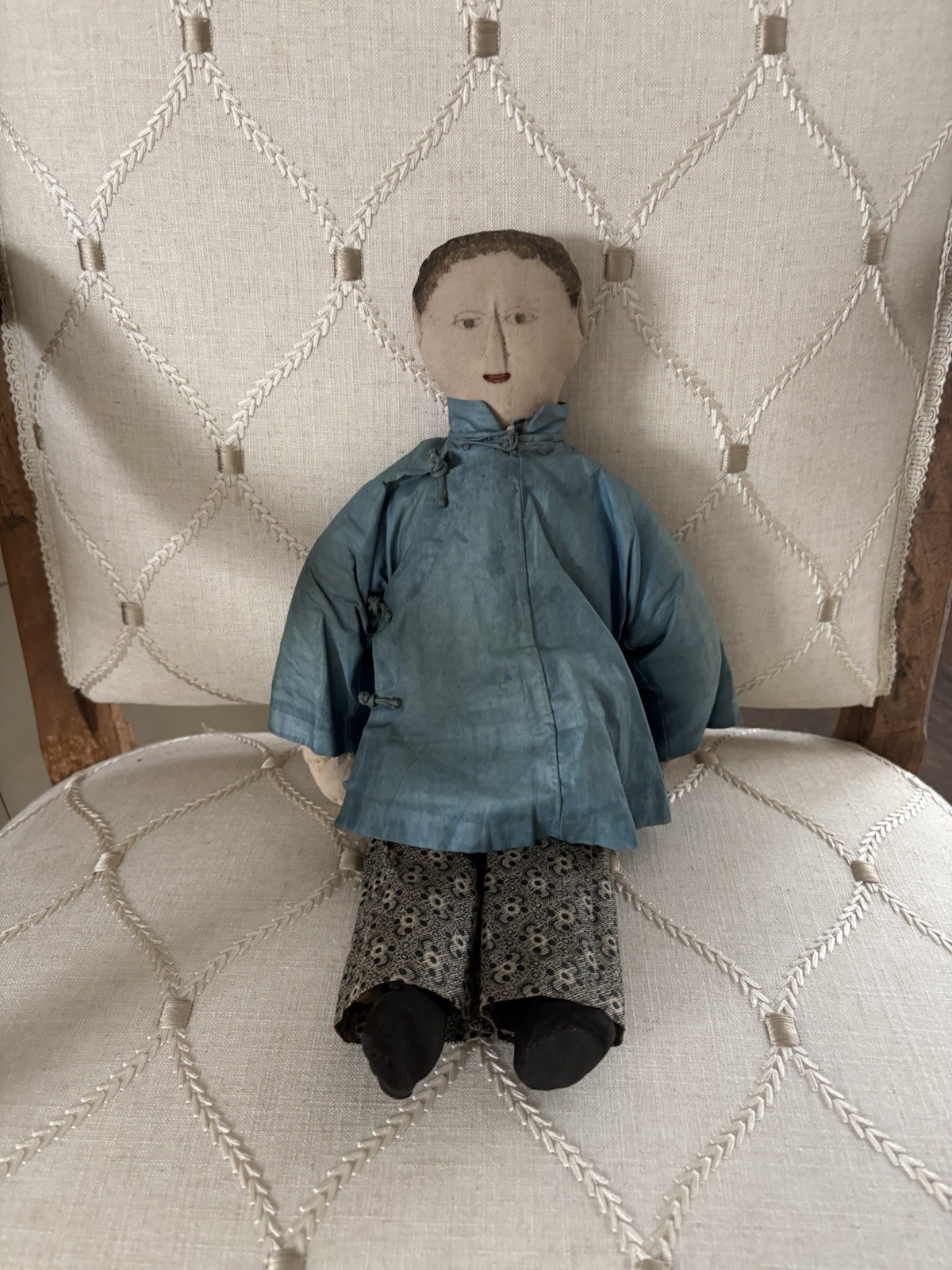 ATQ 16” Cloth Doll Chinese Boy Hand Sewn Clothing Dudou Shirt Jacket Knot Button