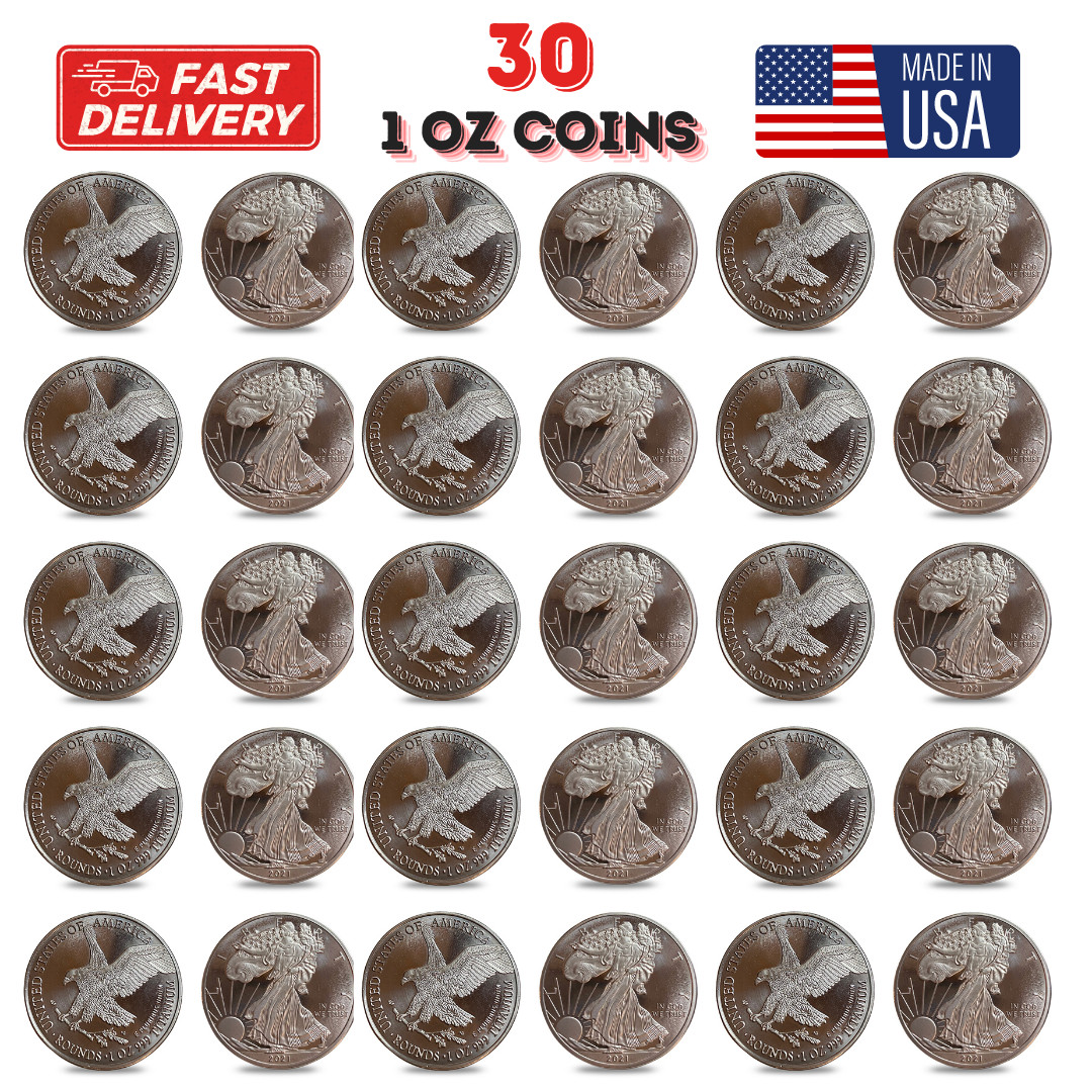 30 - 1 OUNCE OZ 999 Fine SOLID TITANIUM Metal Liberty Coins INGOT Bullion