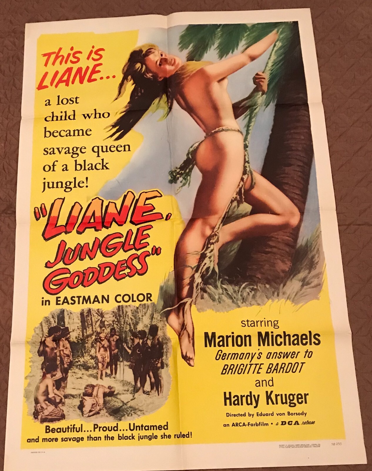 Liane Jungle Goddess Poster Original NOT REPRINTED 1958 Marion Michael