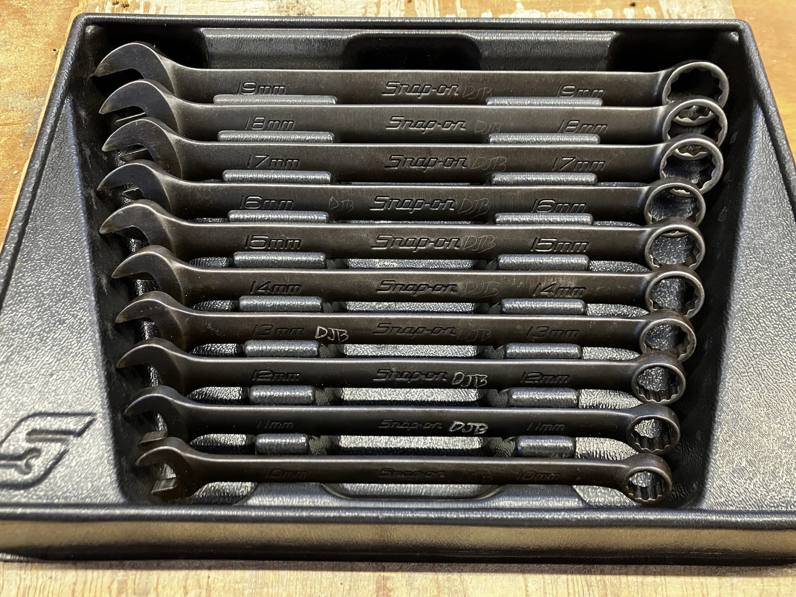 Snap-On 10pc Metric Wrench Set, Oxide/Industrial Finish 10mm-19mm With Tray GOEX