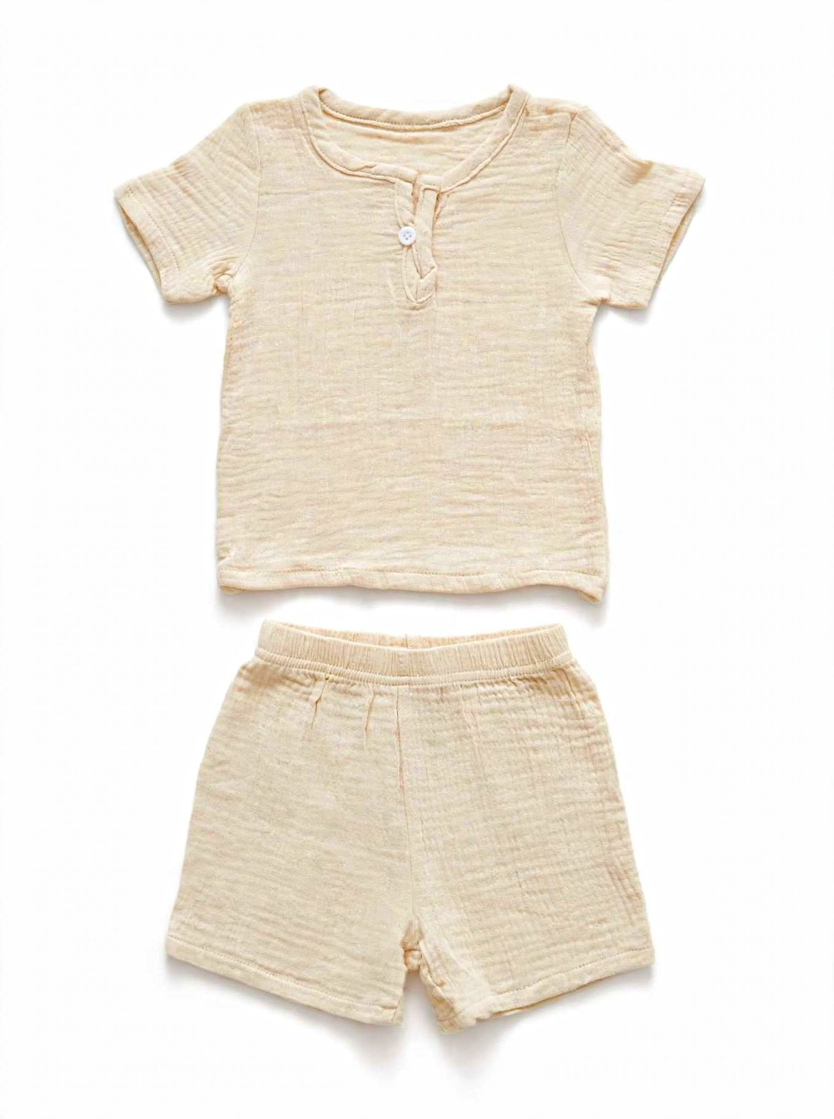 PatPat Baby/Toddler Muslin Cotton Shorts Set 6-9M Beige Shirt & Shorts