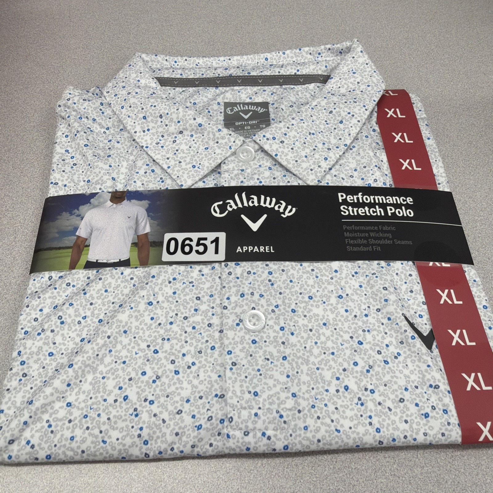 Callaway Polo Shirt OPTI-Dri Golf Mens Xl Performance Bright White