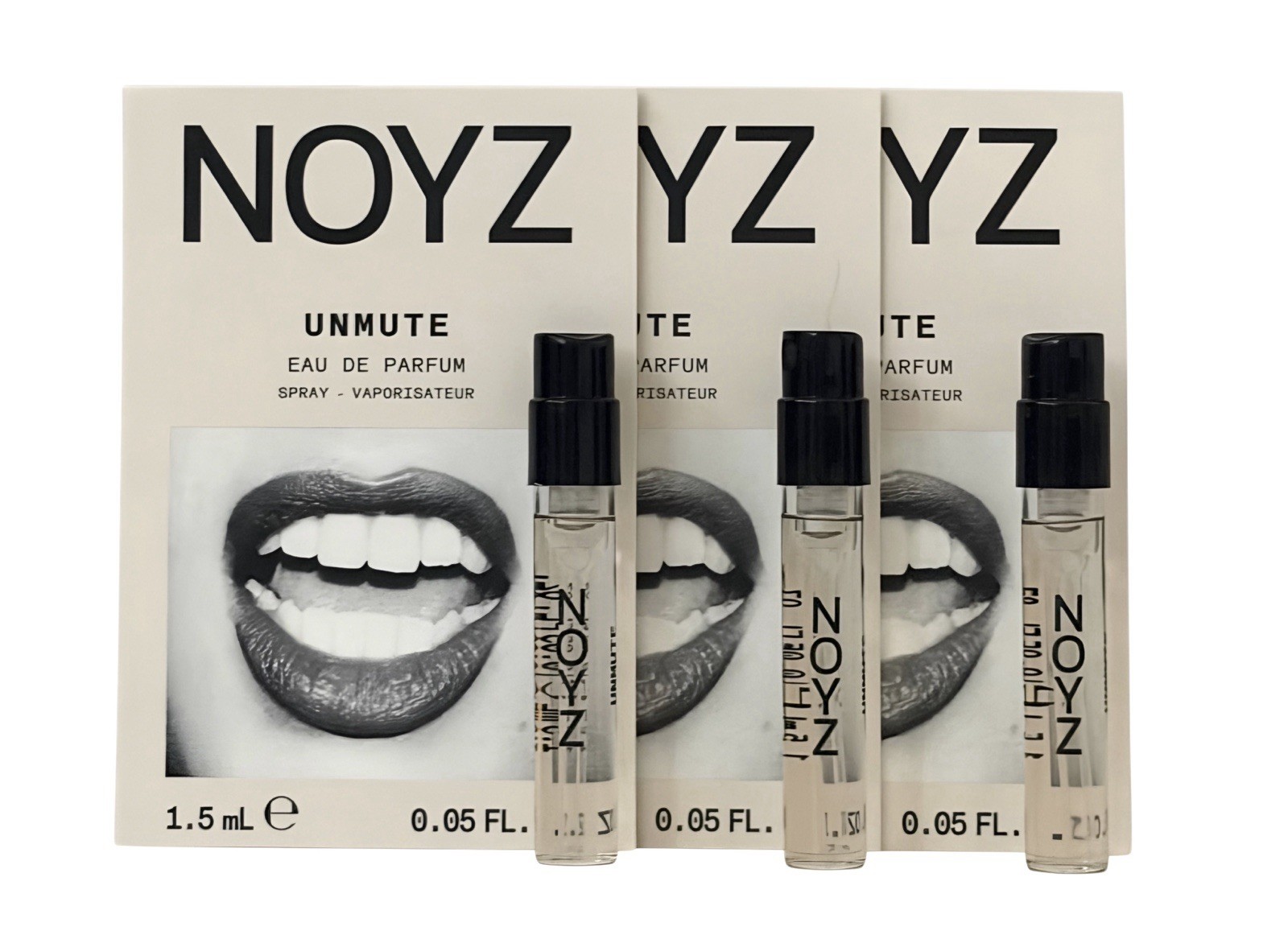NOYZ UNMUTE Eau de Parfum EDP Sample Spray Vial 0.05 oz  / 1.5 ml Each x3