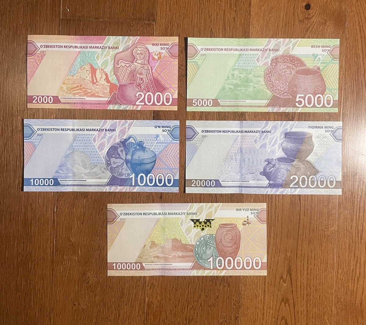 UZBEKISTAN: 2000-5000-10000-20000-100000 Som,  New Banknote 2021 UNC
