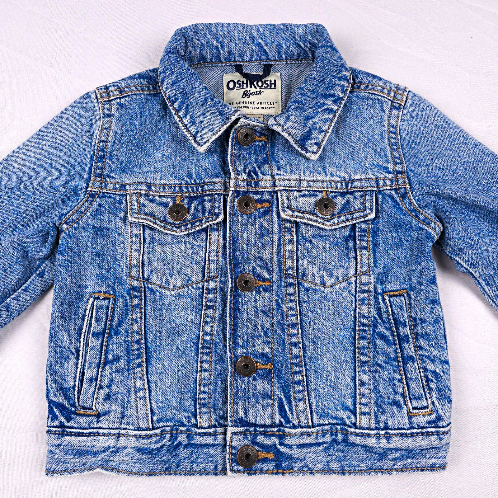 Oshkosh B'gosh Light Wash Denim Trucker Jacket Babys 18 Months Blue Streetwear Oshkosh B'gosh Light Wash Denim Trucker Jacket Babys 18 Months Blue Streetwear