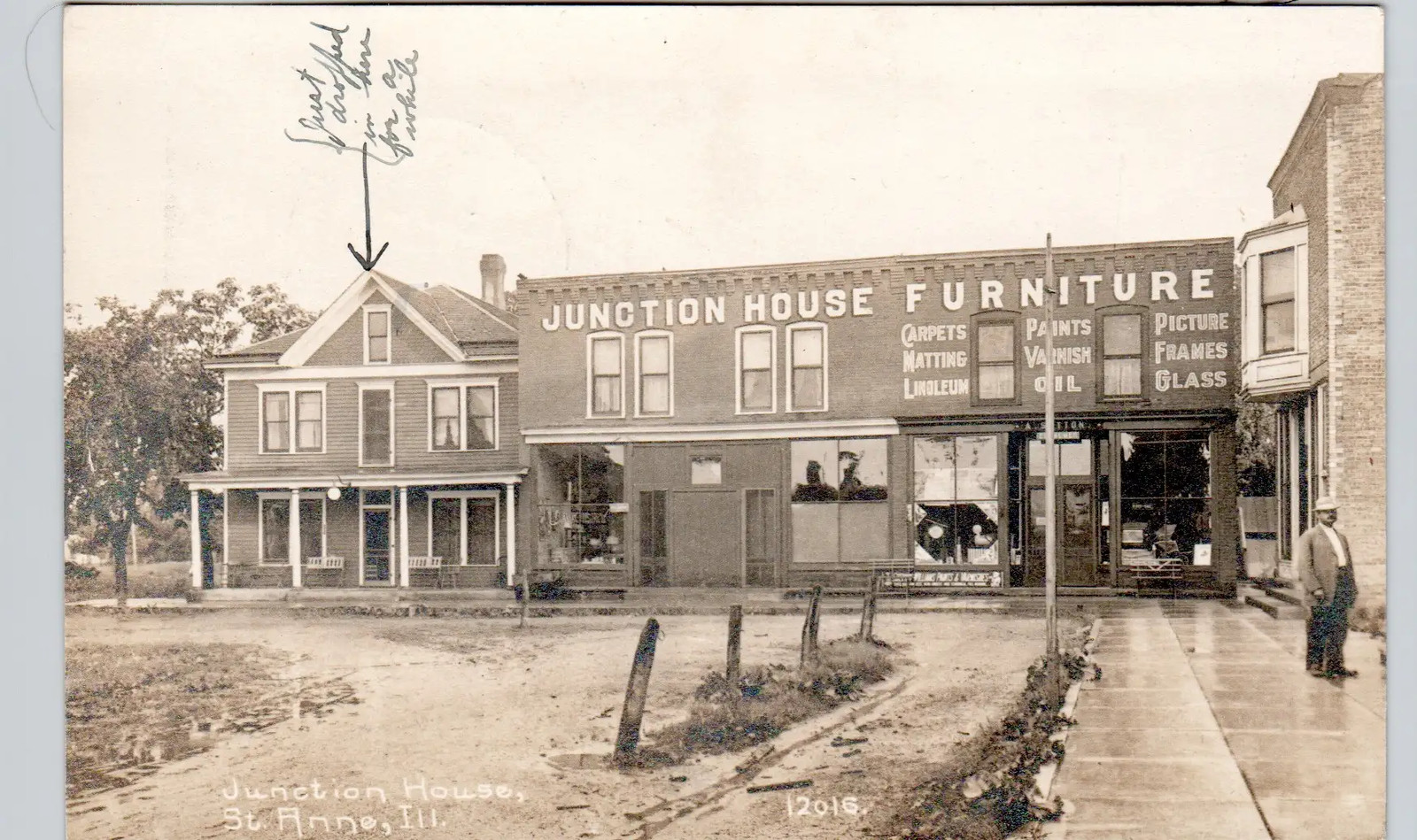 JUNCTION HOUSE FURNITURE STORE st anne il real photo postcard rppc Illinois shop JUNCTION HOUSE FURNITURE STORE st anne il real photo postcard rppc Illinois shop