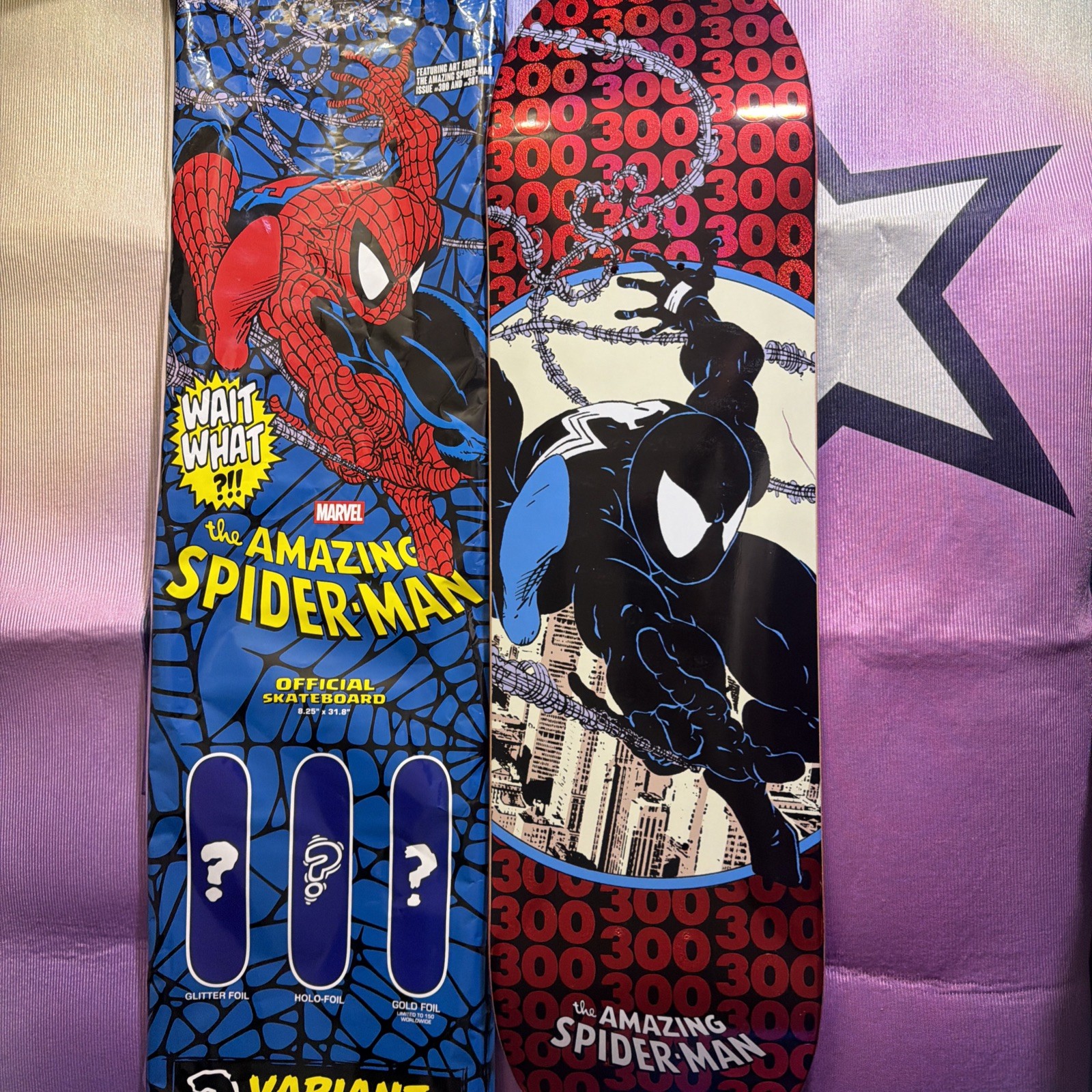 HUF x Marvel Spider-Man Issue 300 Red Glitter Foil 8.25 Skateboard Deck RARE 🆕✅