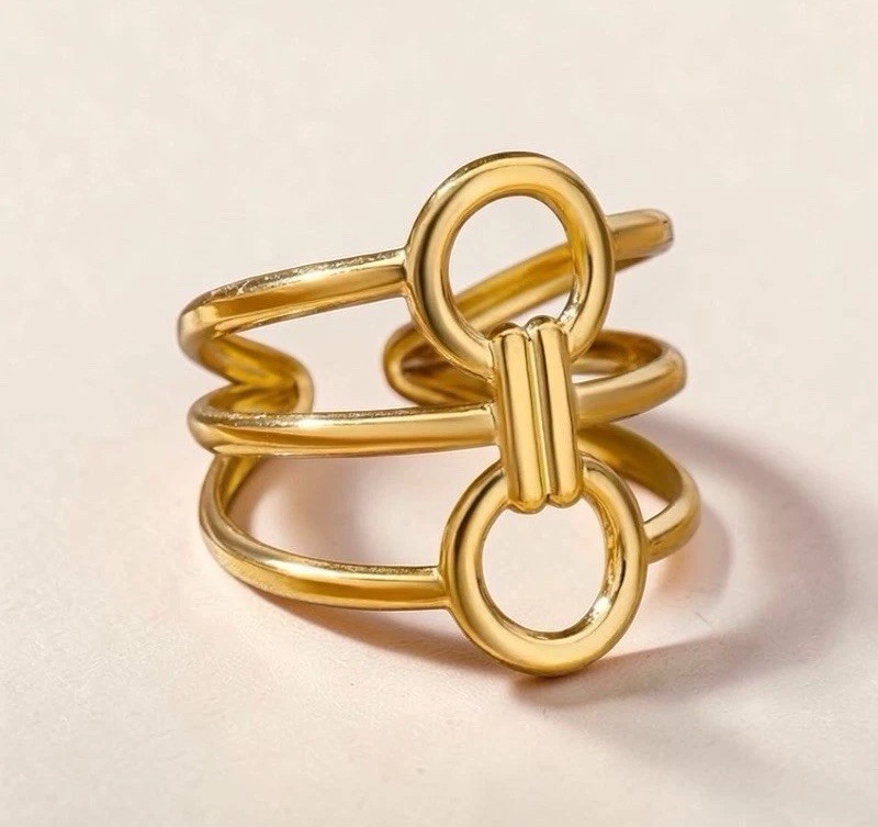 Buckle Knot Geometric Ring Anthro Sz 6 7 Interlock Statement Hollow Boho Retro Buckle Knot Geometric Ring Anthro Sz 6 7 Interlock Statement Hollow Boho Retro