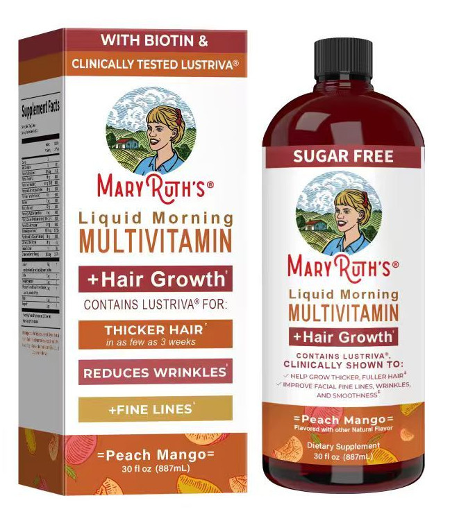 Mary Ruth's Liquid Morning Multi  + Hair Growth -Peach Mango- 30oz