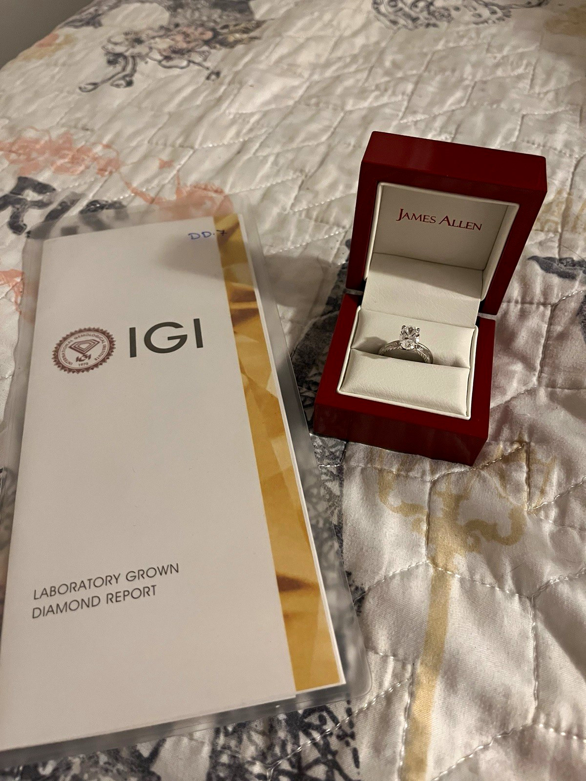 James Allen IGI Lab-Grown Oval Diamond 14k White Gold Solitaire Ring Size 7