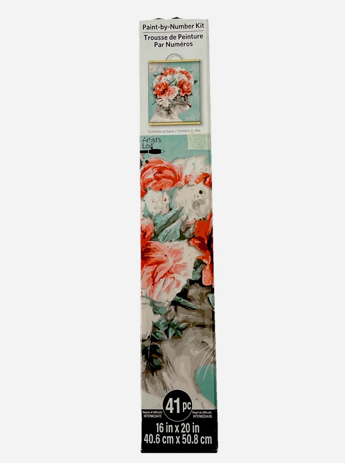 Artist\'s Loft Paint by Number Kit- Roses/Cat 16”x 20 “ Flowers 42 pieces NEW