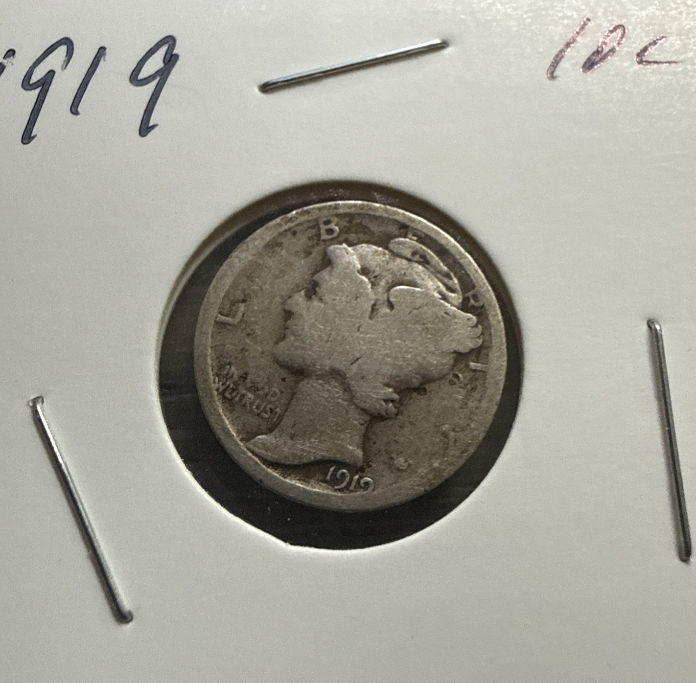 1919-P Mercury Dime G Good Details 90% Silver 10c 1919-P Mercury Dime G Good Details 90% Silver 10c