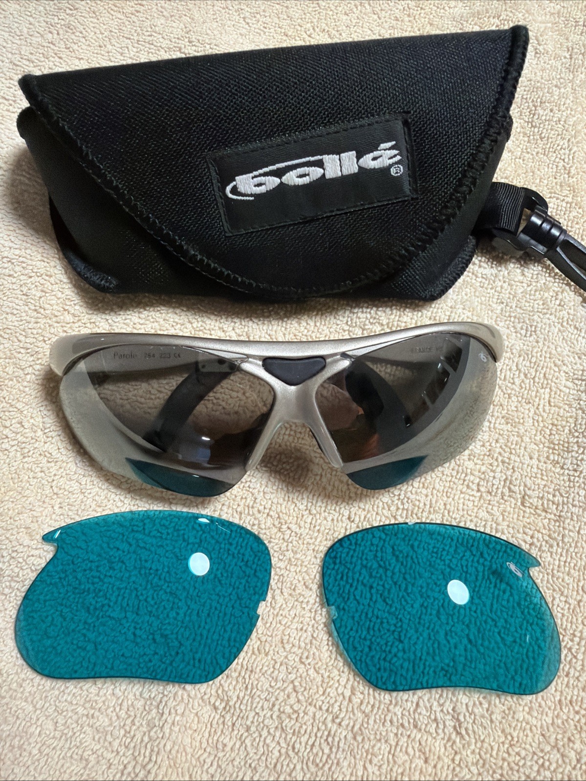 Bolle Parole Sunglasses, Gun Metal Gray Vermillion & Blue Lens 0754 223