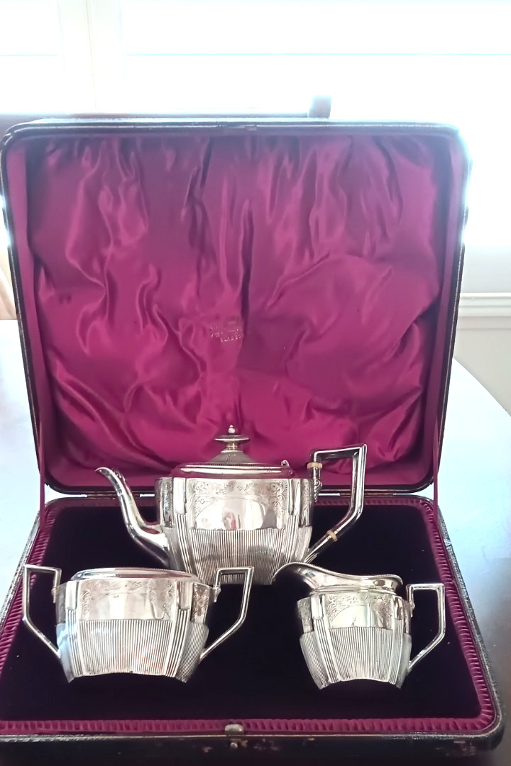 Antique 1892 Sheffield Sterling Tea Set by George Wishart for Daniel Todd & Son