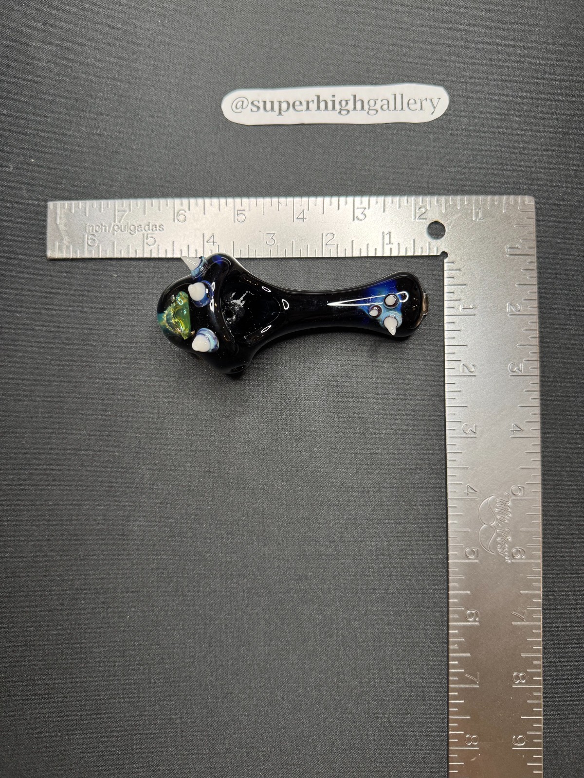 Unique Monster Spiked Glass Hand Pipe - Amber Skull Encased Marble 4.5 Inch