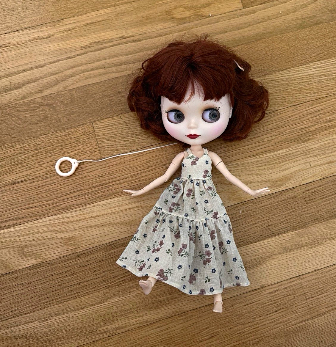 Blythe Fashion Doll 12 in Auburn Curly Hair Blue Eyes Floral Dress Outfit Blythe Fashion Doll 12 in Auburn Curly Hair Blue Eyes Floral Dress Outfit