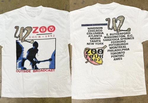 U2 Zoo TV Tour 1992 T Shirt Many Colors Full Size