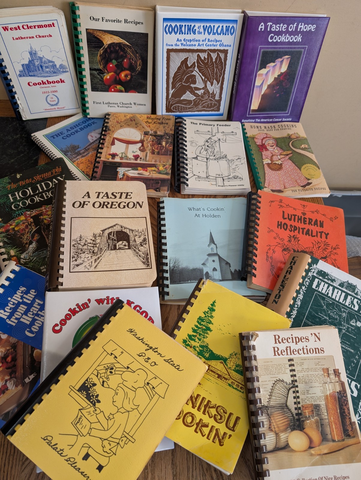 LOT OF 5 COOKBOOKS - RANDOM Vintage, Spiral, Community, Church, Etc Cookbook Lot
