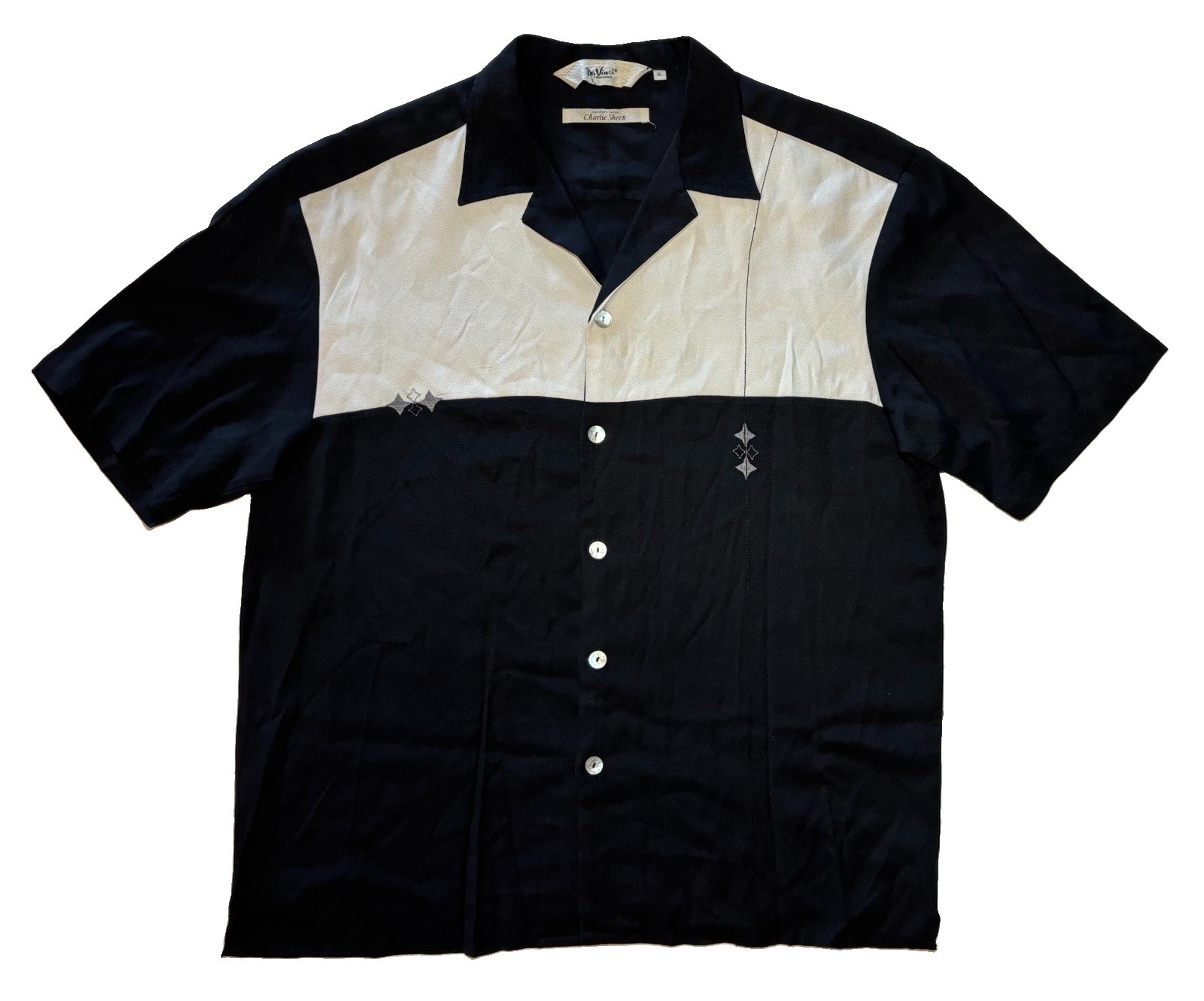 Vintage DaVinci California Charlie Sheen Bowling Camp Shirt XL Retro Rockabilly
