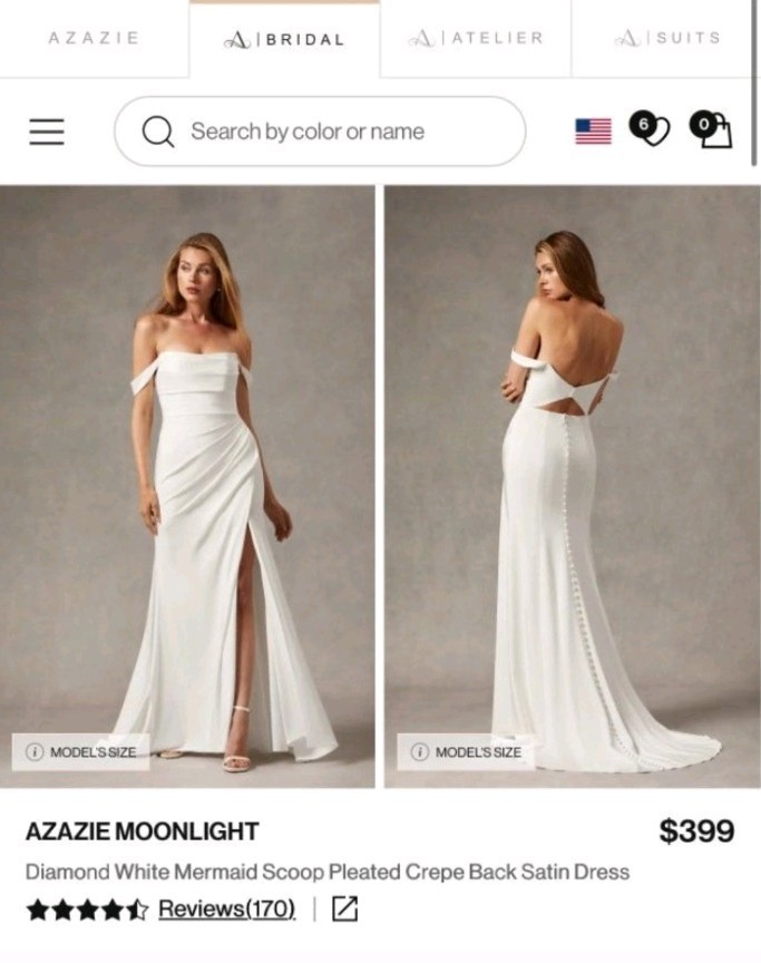 Azazie Women\'s Moonlight Wedding Dress Size 12 Brand New In Box. Never Worn