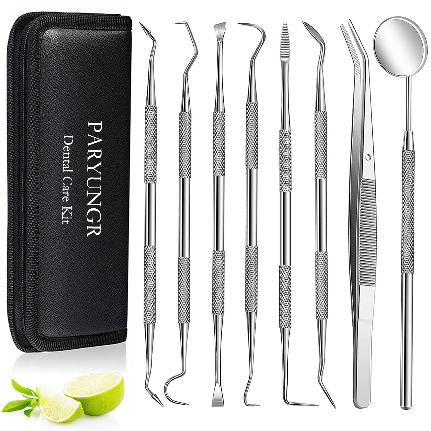 8 Pack Dental Tools PARYUNGR Teeth Cleaning Tool Kit, Stainless Black 8pack