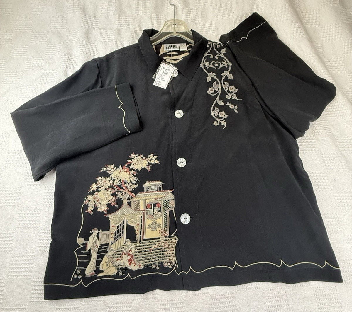 NWT Chico\'s Design Silk Jacket Size 3 XL 100% Silk Asian Inspired Art To Wear NWT Chico\'s Design Silk Jacket Size 3 XL 100% Silk Asian Inspired Art To Wear