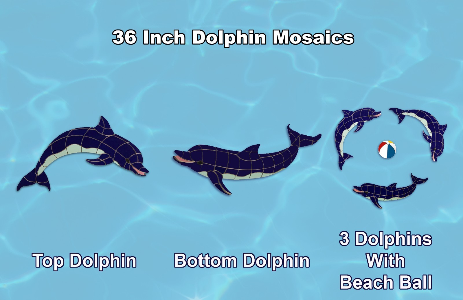 Dolphin Family with Beach Ball Porcelain Swimming Pool Mosaic 42\ Dolphin Family with Beach Ball Porcelain Swimming Pool Mosaic 42\