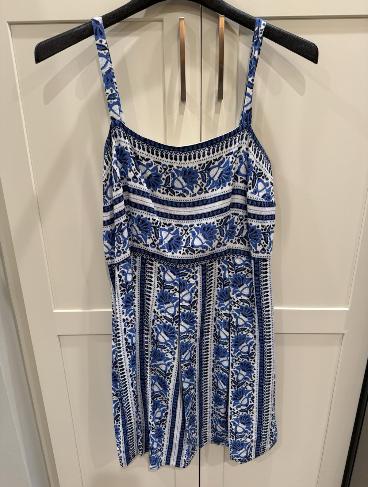 LOFT Petite Blue White Floral Print Fit & Flare Dress Size 6P