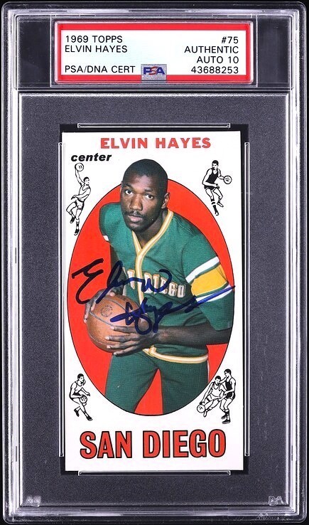 Beautiful 1969 Topps Basketball Elvin Hayes ROOKIE Auto DNA 10 PSA AUTH Est. NM+