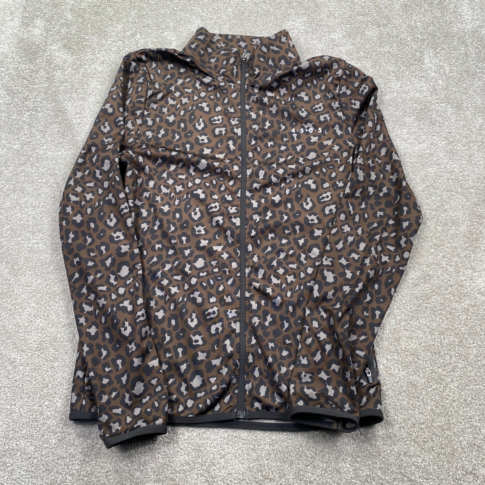 ASOS 4505 Womens Leopard Print Full Zip Athletic Running Jacket Brown Medium