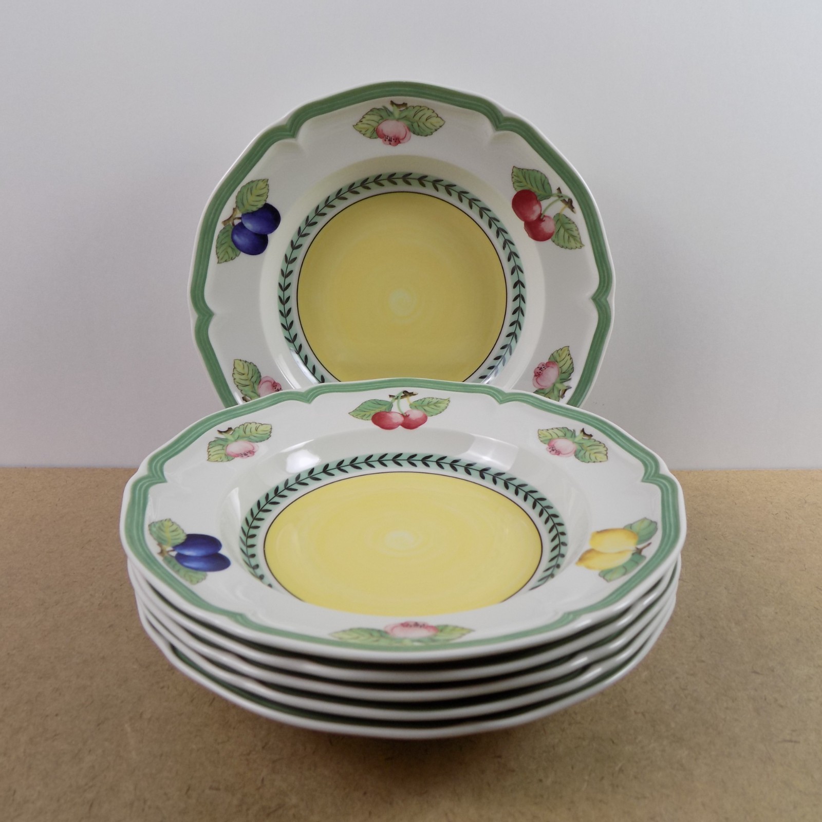 6 Villeroy & Boch French Garden Fleurence Soup Bowls 8-7/8\
