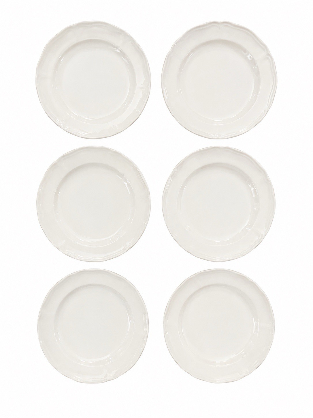Six Wedgwood Queens Shape China Creamy White Scalloped Appetizer Plates 6.5”