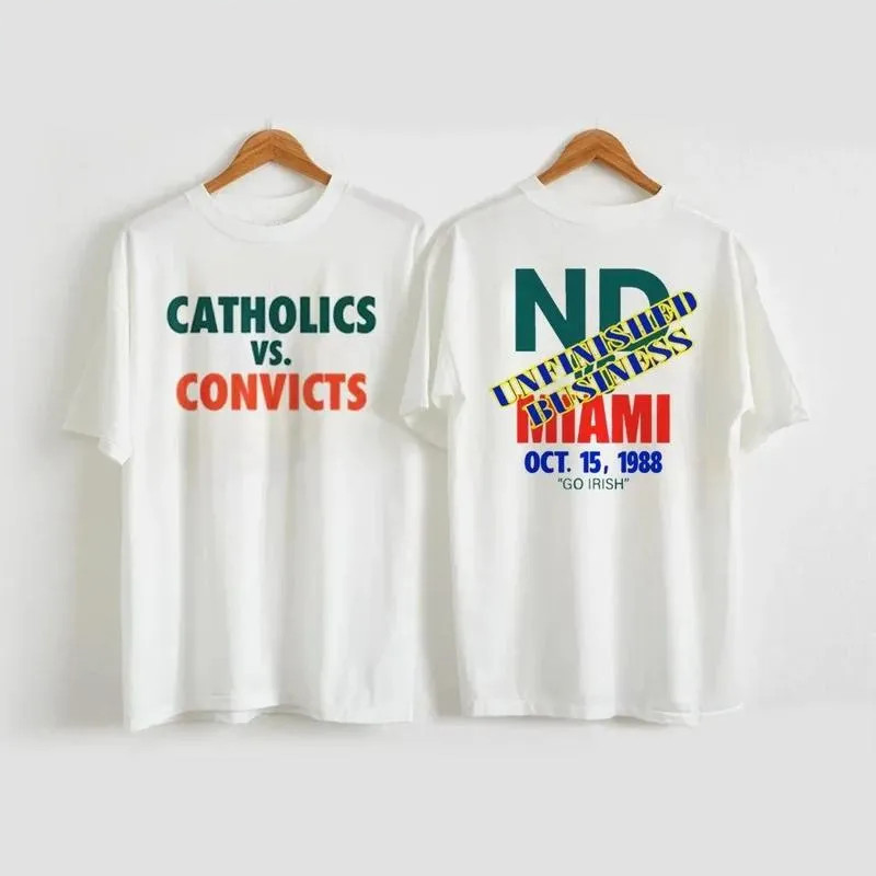 Vintage Styles Catholics Vs Convicts Vintage 1988 Notre Dame Vs Miami Football G Vintage Styles Catholics Vs Convicts Vintage 1988 Notre Dame Vs Miami Football G