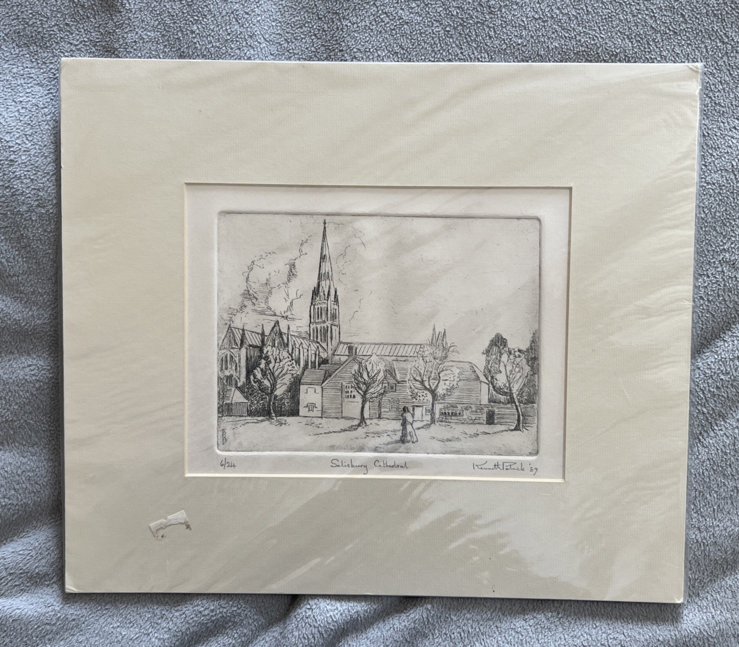 Kenneth Patrick Original Etching Salisbury Cathedral 1989 Signed Print 6/24 (M)