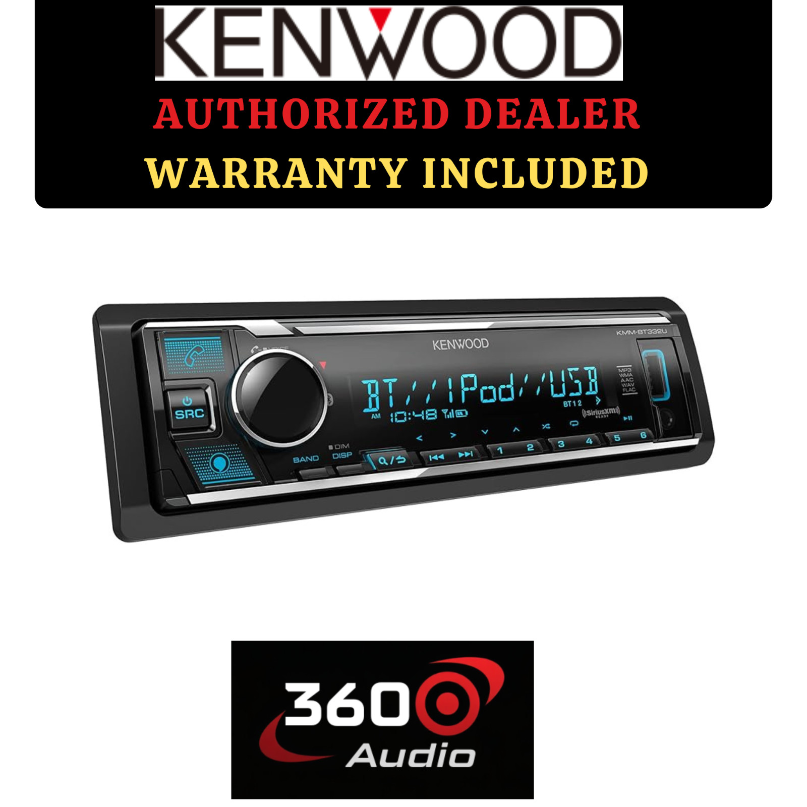 Kenwood KMM-BT332U 1-DIN Multimedia Car Stereo Receiver
