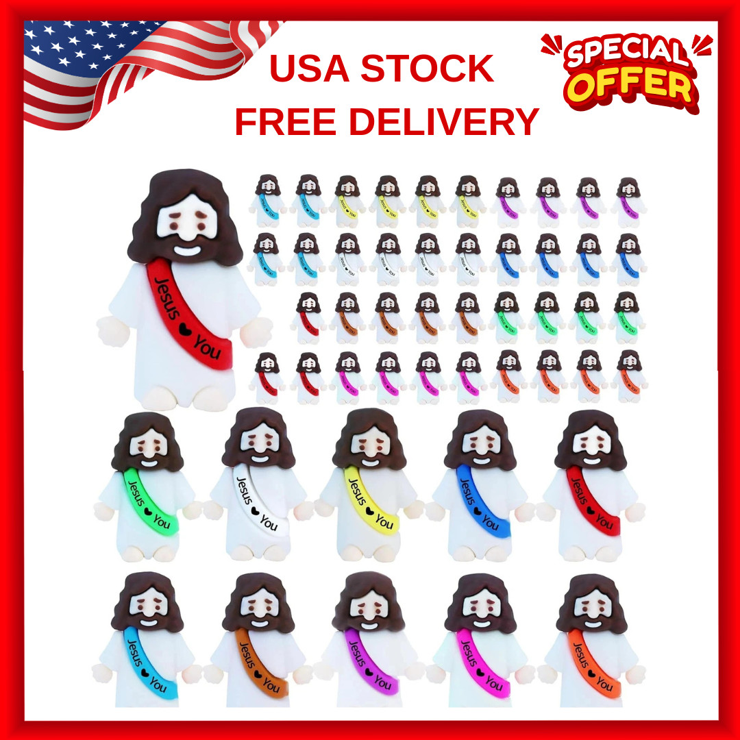 50 Pcs Little Jesus Figures– Rubber Mini Jesus Figurines in Bulk Christian Doll