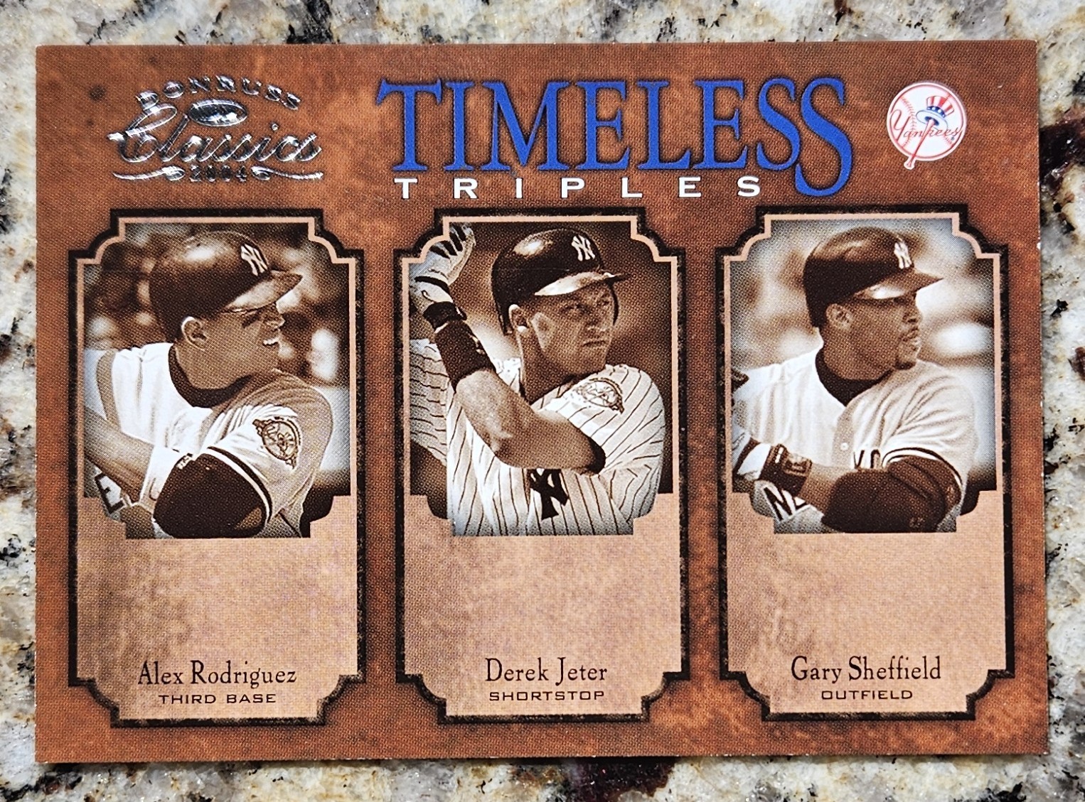 Jeter, Rodriguez, Sheffield Timeless Triples /500 ⚾ 2004 Donruss Classics #TT-6 Jeter, Rodriguez, Sheffield Timeless Triples /500 ⚾ 2004 Donruss Classics #TT-6