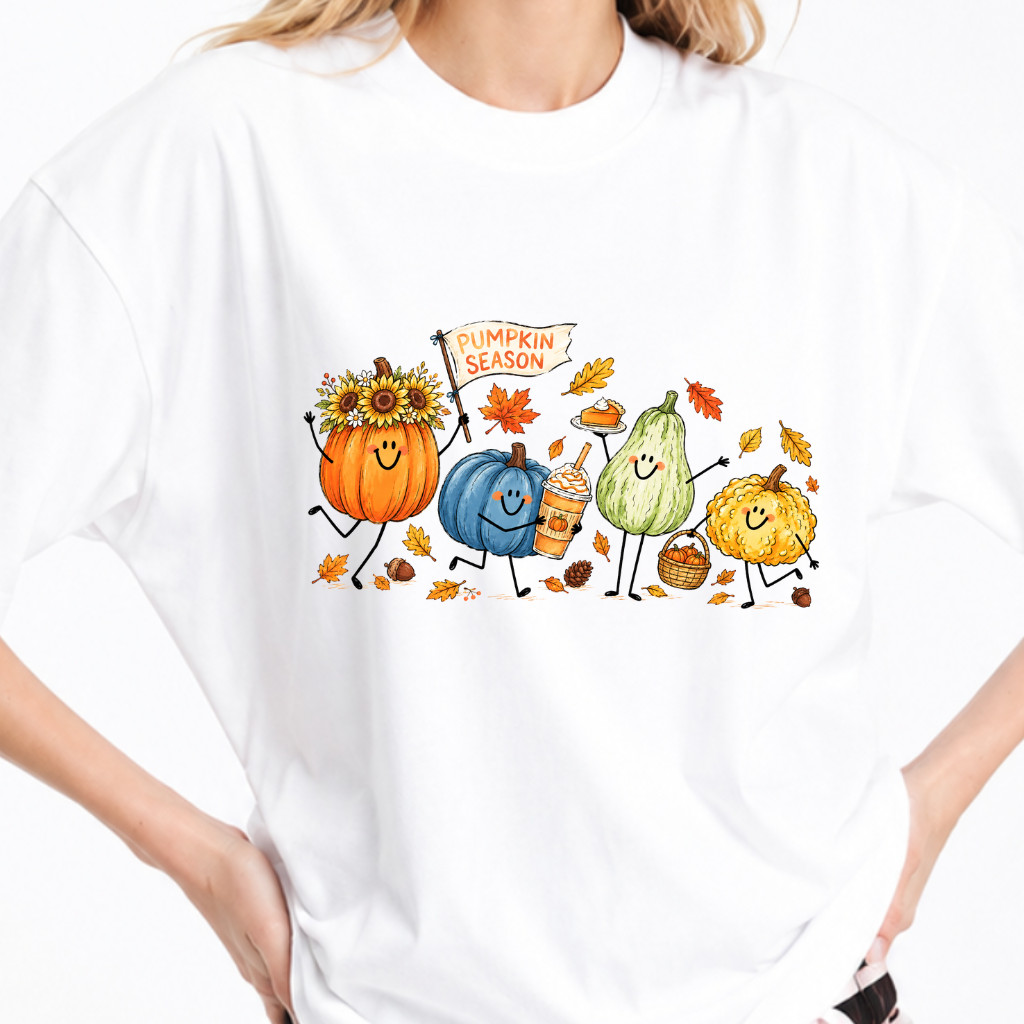 Vintage Fall Harvest Shirt Cute Gourd Squad Graphic Tee Sweet Boho Retro 70s