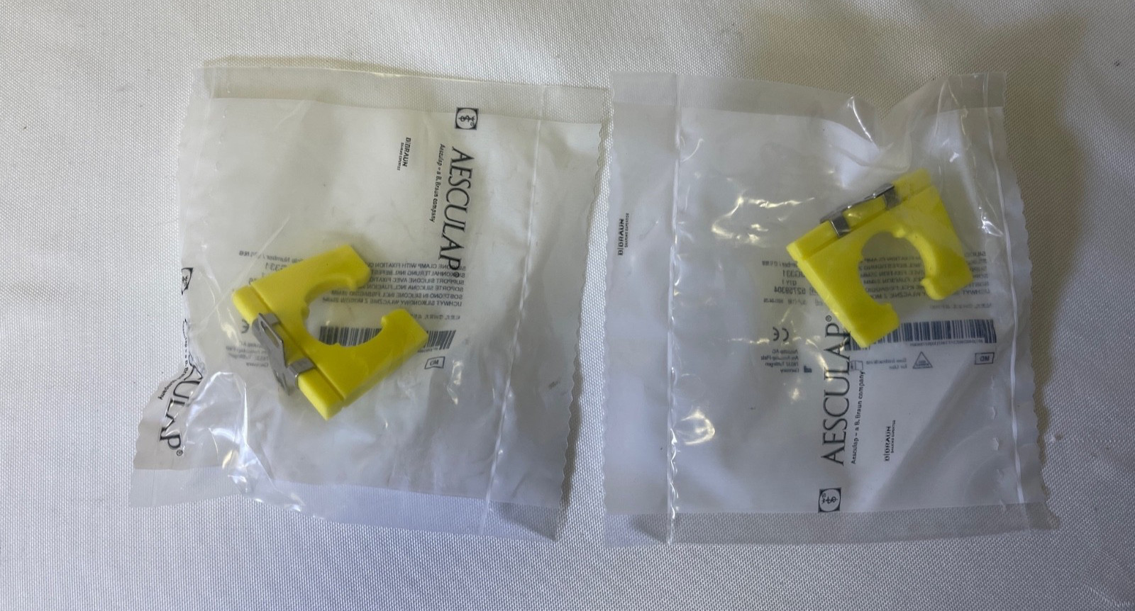 Pair of Aesculap JG331 Silicone Clamp w Fixation Clamp 25mm Sterilization Insert