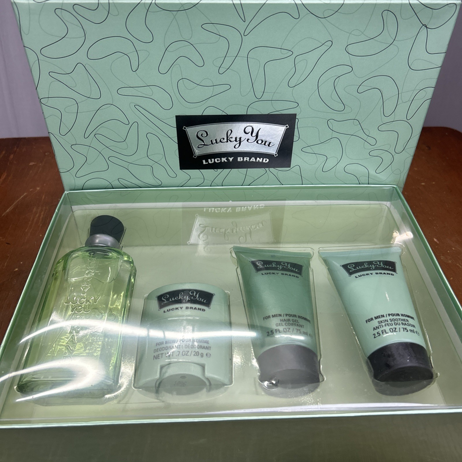 Vintage Lucky You Gift Set 3.4 fl oz Cologne Deodorant Hair Gel Skin Soother NIB Vintage Lucky You Gift Set 3.4 fl oz Cologne Deodorant Hair Gel Skin Soother NIB