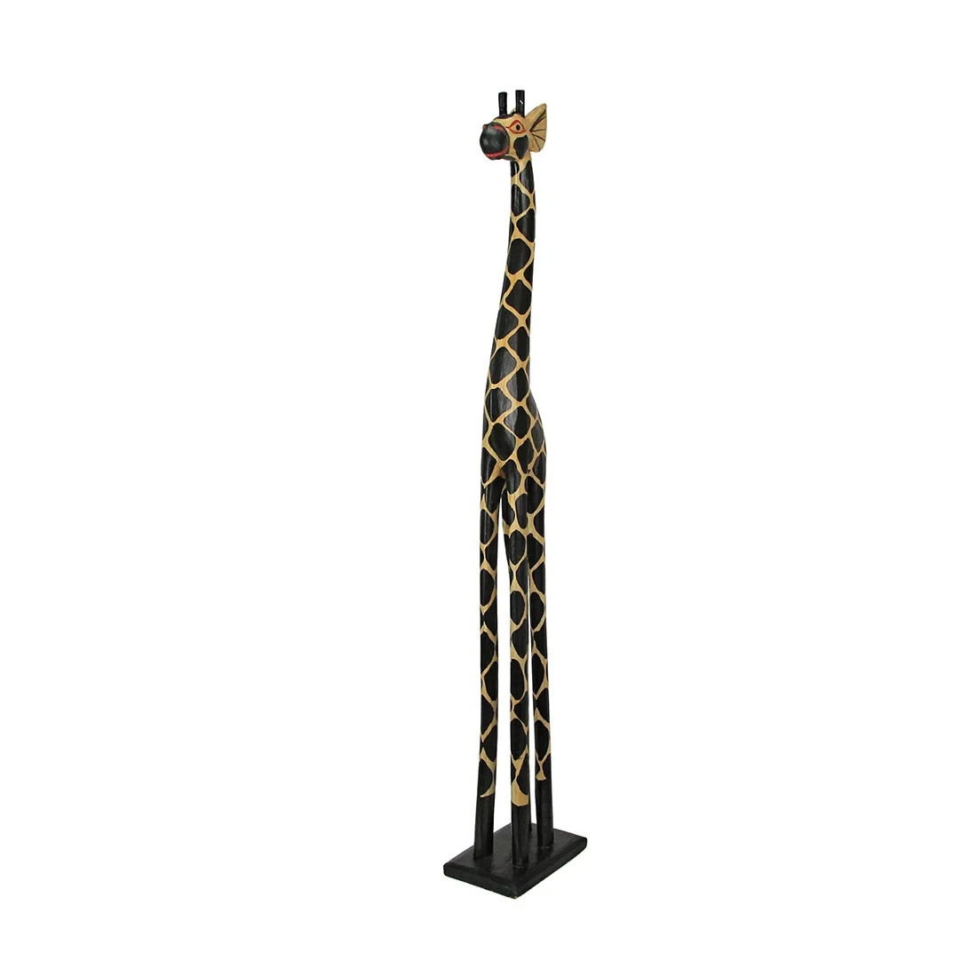 Giraffe Statue Hand Carved Albesia Wood  Sculpture | 35.75\